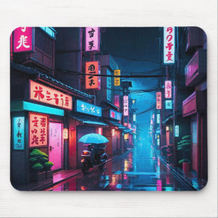 Straße in Tokio bei Nacht LoFi Kunst Mousepad