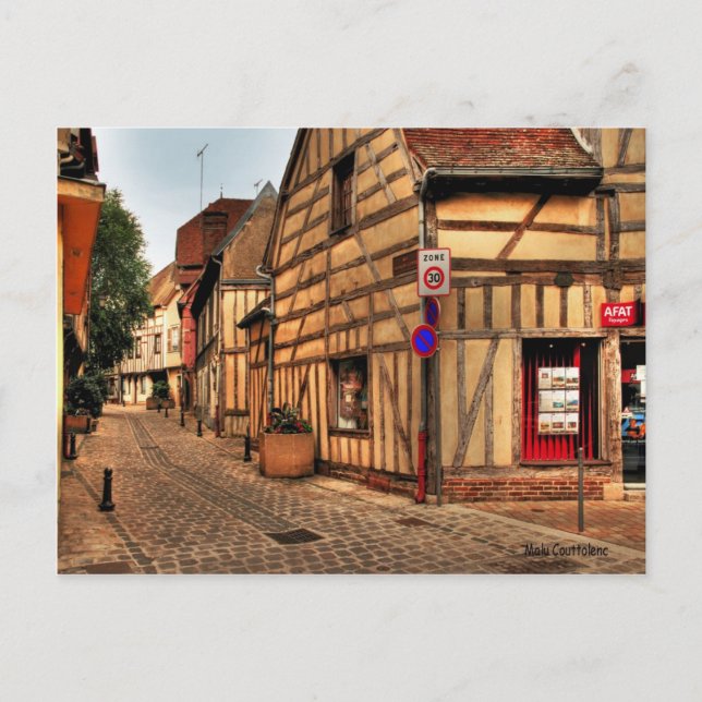 Straße in Troyes France Postcard Postkarte (Vorderseite)