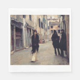 Straße in Venedig (Elegante Frau) (Singer Sargent) Serviette