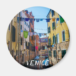 Straße in Venedig mit Wäsche waschen Kleider Itali Magnet