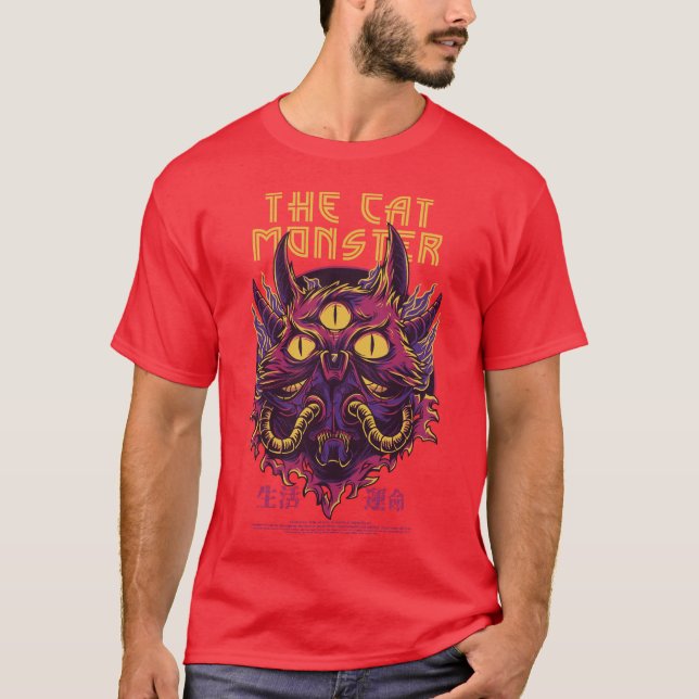 Straße kings Cat Monster lässiger roter T - Shirt (Vorderseite)