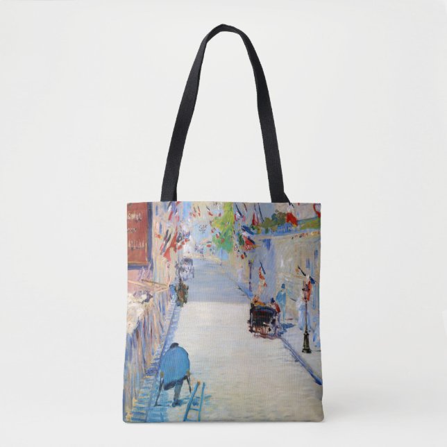 Straße mit französischen Flaggen, Manet Tasche (Vorderseite)