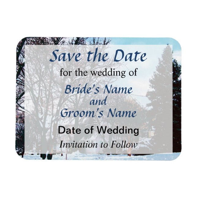 Straße mit Schnee und Evergreens Save the Date Magnet (Horizontal)