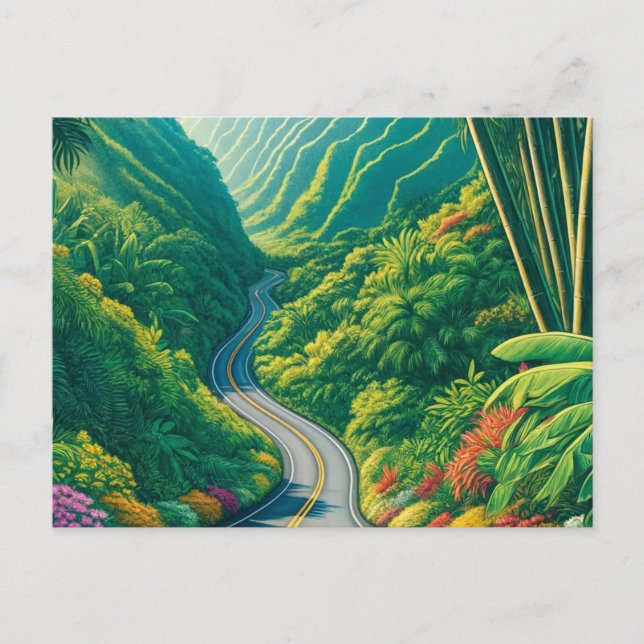 Straße nach Hana Maui Hawaii Postkarte (Vorderseite)