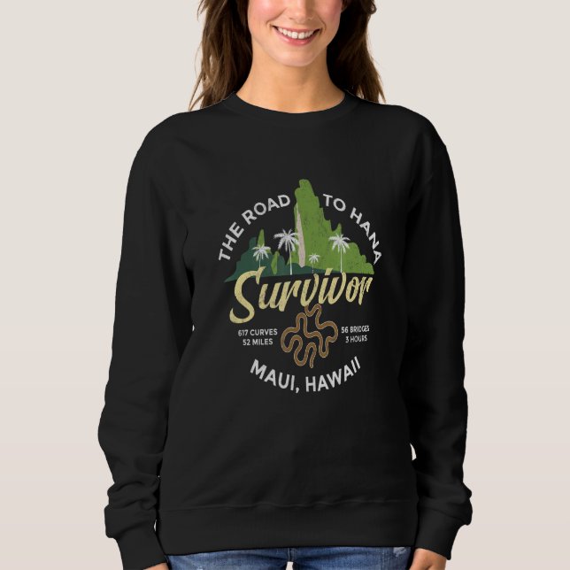 Straße nach Hana Survivor Curvy Palm Maui Hawaii Sweatshirt (Vorderseite)