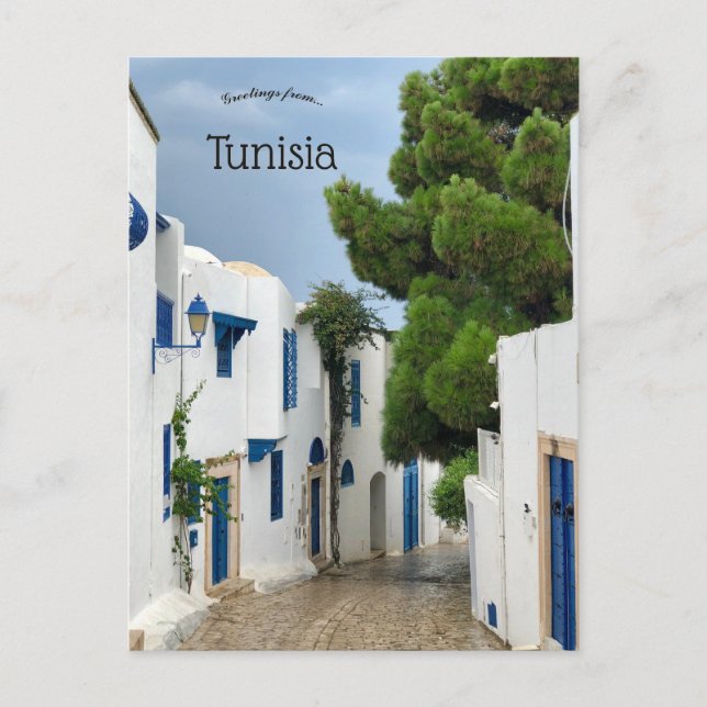Straße Sidi Bou Said Carthage Tunesien Postkarte (Vorderseite)