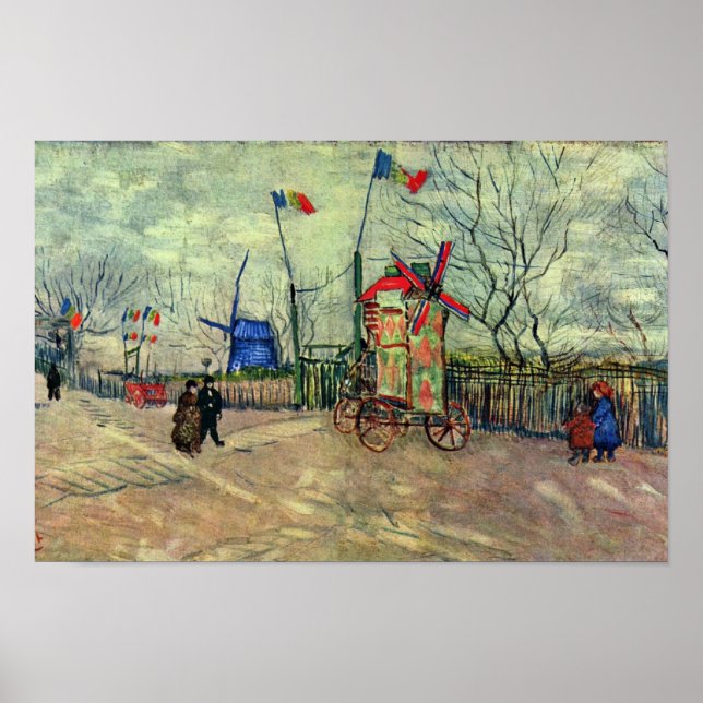 Straße Szene in Montmartre Le Moulin à Poivre by V Poster (Vorne)