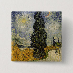 Straße Vincent van Goghs mit Zypressen, 1890 Button