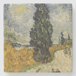 Straße Vincent van Goghs   mit Zypressen, 1890 Steinuntersetzer