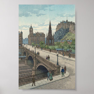 Straße von Edinburgh Old Town Japanischer Holzschn Poster