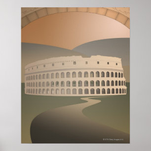 Straße zum Colosseum, Rom, Italien Poster