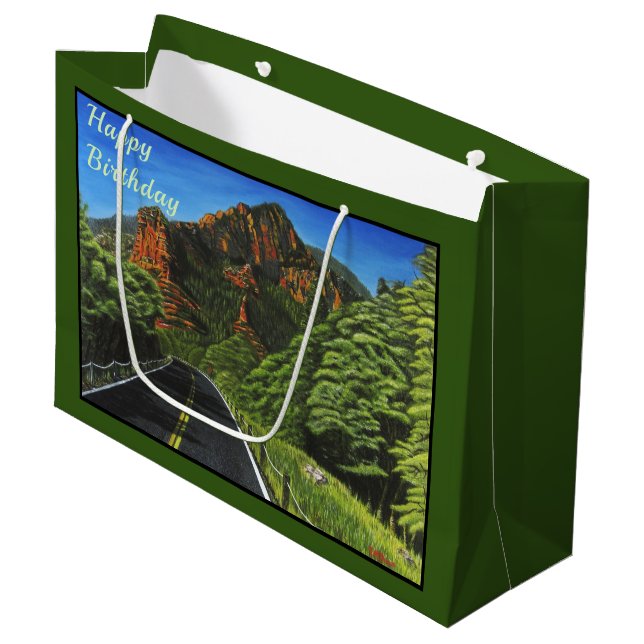 Straße zum Rock-Slide, Sedona Große Geschenktasche Geschenktüte (Vorderseite Schrägansicht)