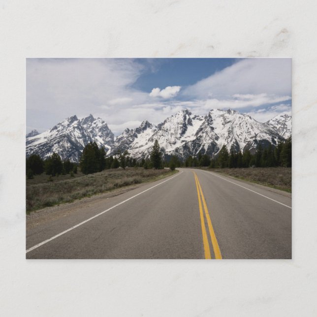 Straße zur Teton-Gebirgskette Postkarte (Vorderseite)