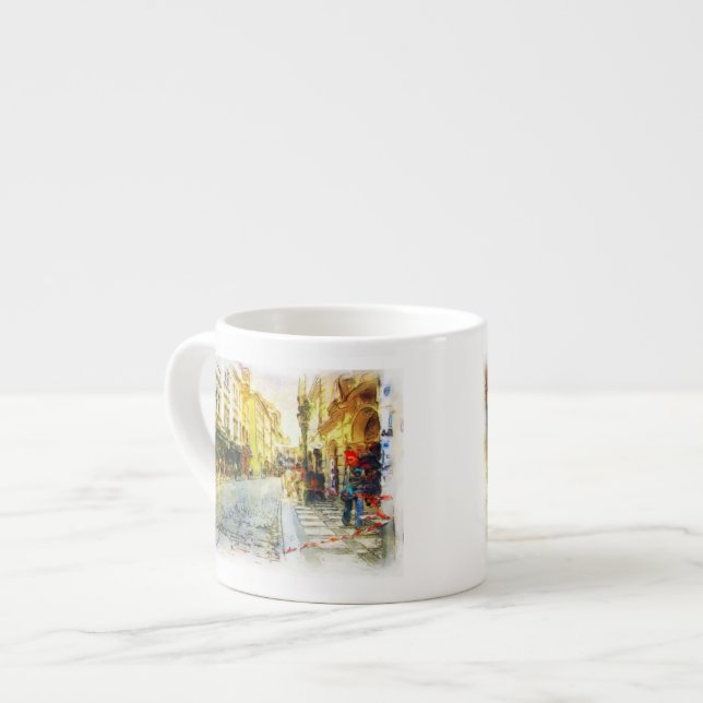 Straßen alten Prag-Aquarells Espressotasse (Vorderseite Links)