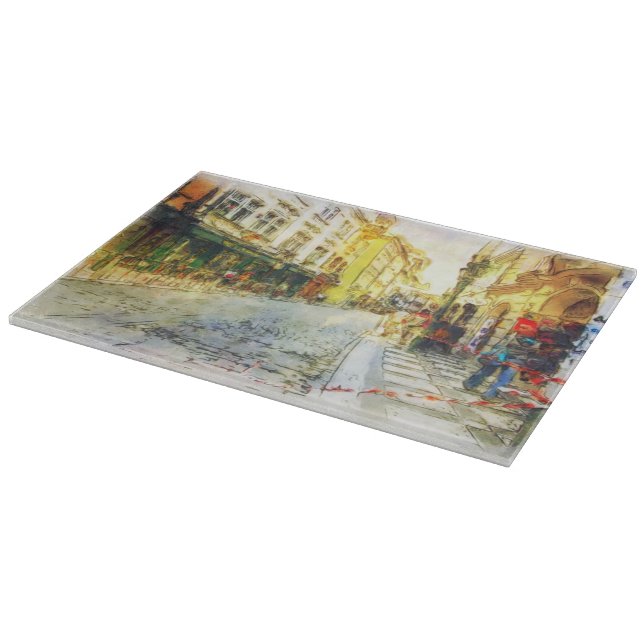 Straßen alten Prag-Aquarells Schneidebrett (Ecke)