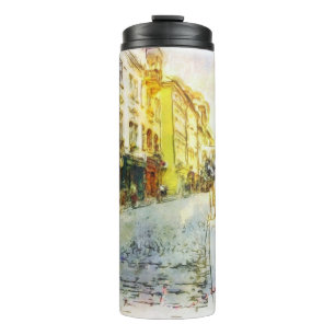 Straßen alten Prag-Aquarells Thermosbecher