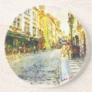 Straßen alten Prag-Aquarells Untersetzer