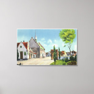 Straßen-Ansicht des dänischen Dorfs Leinwanddruck