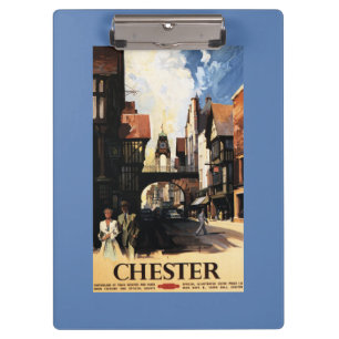 Straßen-Ansicht mit Paar-u. Turm-Uhr-Schiene Klemmbrett