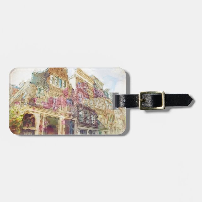 Straßen des alten Amsterdam Gepäckanhänger (Vorderseite horizontal)