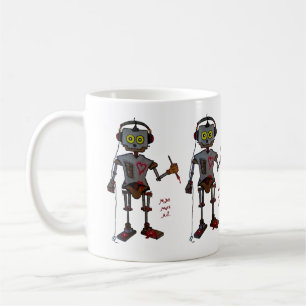 Straßen-Kunst-Cartoon des Roboters retro Kaffeetasse