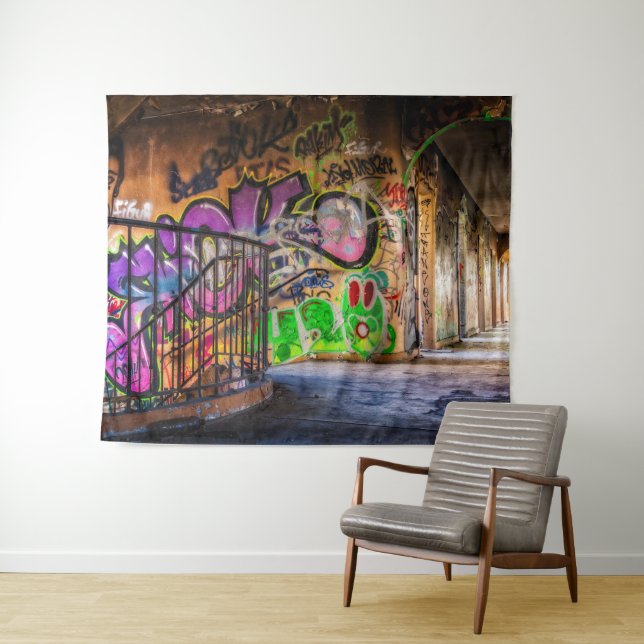 Straßen-Kunst-Graffiti-Wand-Kunst-Tapisserie Wandteppich (Beispiel (Horizontal))