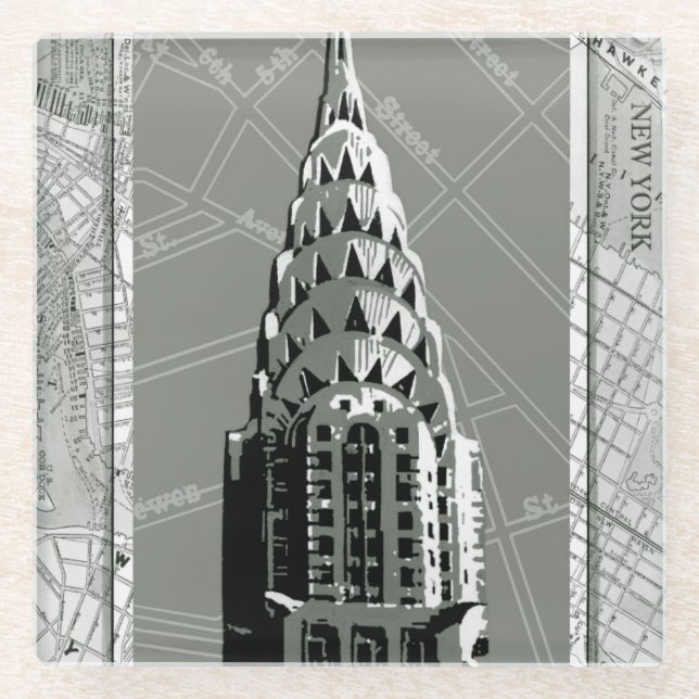 Straßen New Yorks mit dem Empire State Gebäude Glasuntersetzer (Vorderseite)