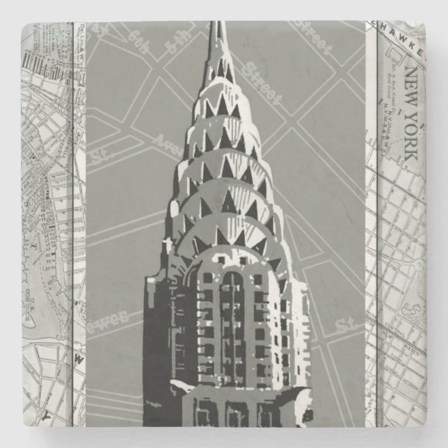 Straßen New Yorks mit dem Empire State Gebäude Steinuntersetzer (Vorderseite)