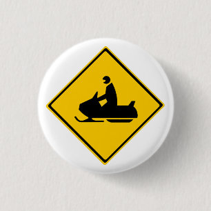 Straßen-Schneemobil-Warnschild Schnee Winter Button