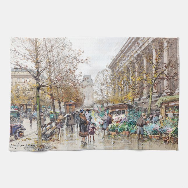 Straßen-Szenen-Blumen-Küchen-Tuch Paris Frankreich Handtuch (Horizontal)