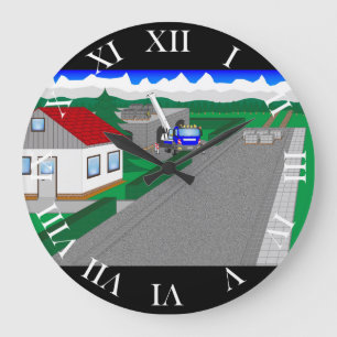 Straßen und Hausbau Große Wanduhr