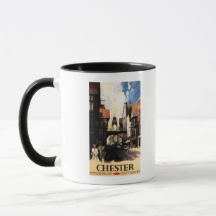Straßenansicht mit Bus- und Tower-Uhr-Rail Tasse