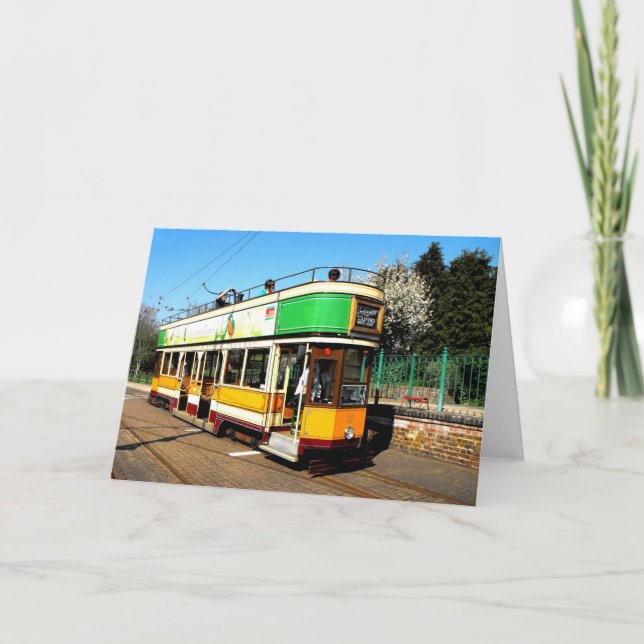 Straßenbahn am Bahnhof Colyton, Devon Feiertagskarte (Vorderseite)