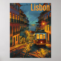 Straßenbahn in Lissabon nachts