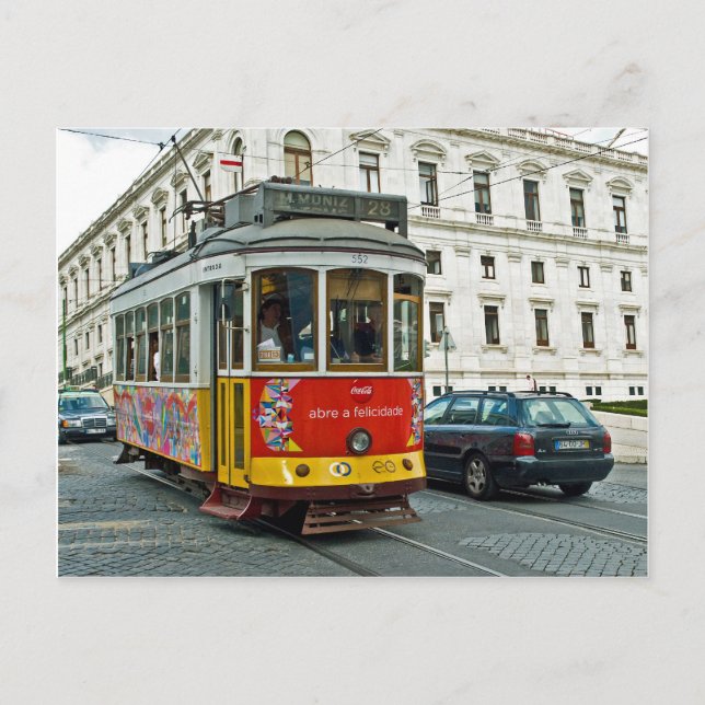Straßenbahn in Lissabon, Portugal Postkarte (Vorderseite)