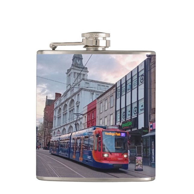 Straßenbahn in Sheffield Flachmann (Vorderseite)