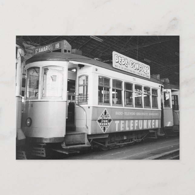 Straßenbahn Lissabon Portugal 1969 Postkarte (Vorderseite)