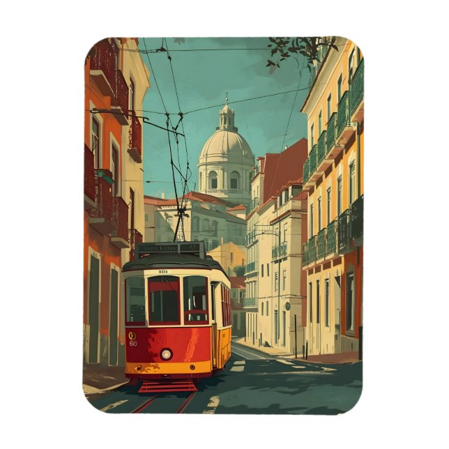 Straßenbahn Lissabon: Vintager Charme Magnet (Vertikal)