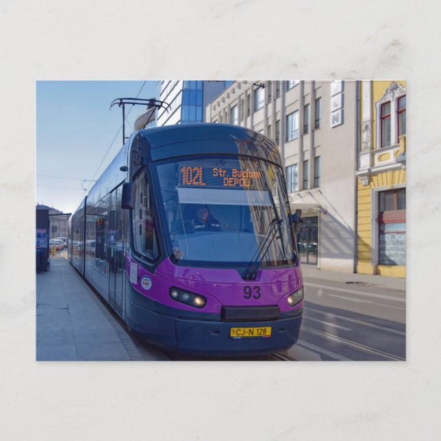 Straßenbahn - Rumänien - Bahnübergang Postkarte (Vorderseite)