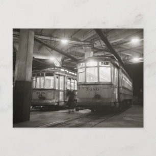 Straßenbahnen am Terminal, 1943 Postkarte