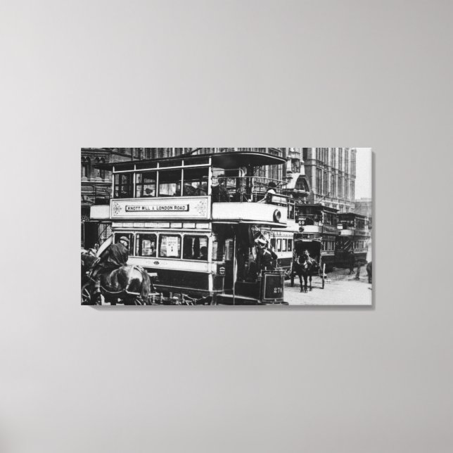 Straßenbahnen in Manchester, c.1900 Leinwanddruck (Vorderseite)