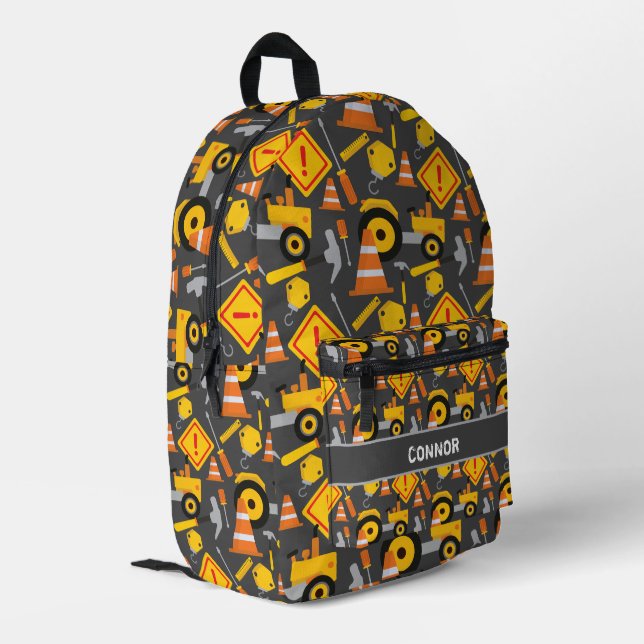 Straßenbau Bedruckter Rucksack (Rückseitige Ecke links)