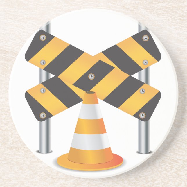 Straßenbauarbeiten Sandstein Untersetzer (Vorne)