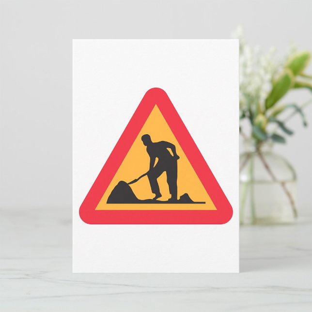 Straßenbauarbeiten vor Schilderbauzone - Warnung Einladung (Von Creator hochgeladen)