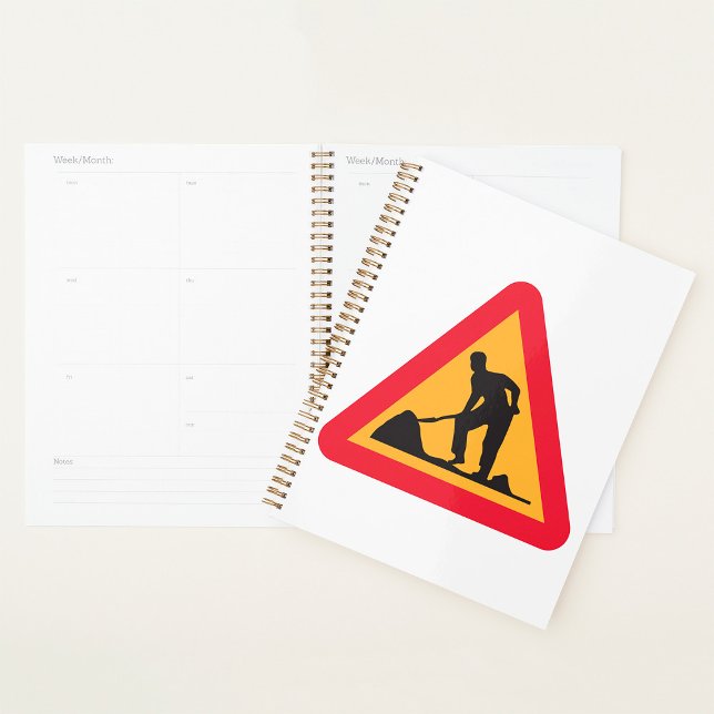 Straßenbauarbeiten vor Schilderbauzone - Warnung Planer (Von Creator hochgeladen)