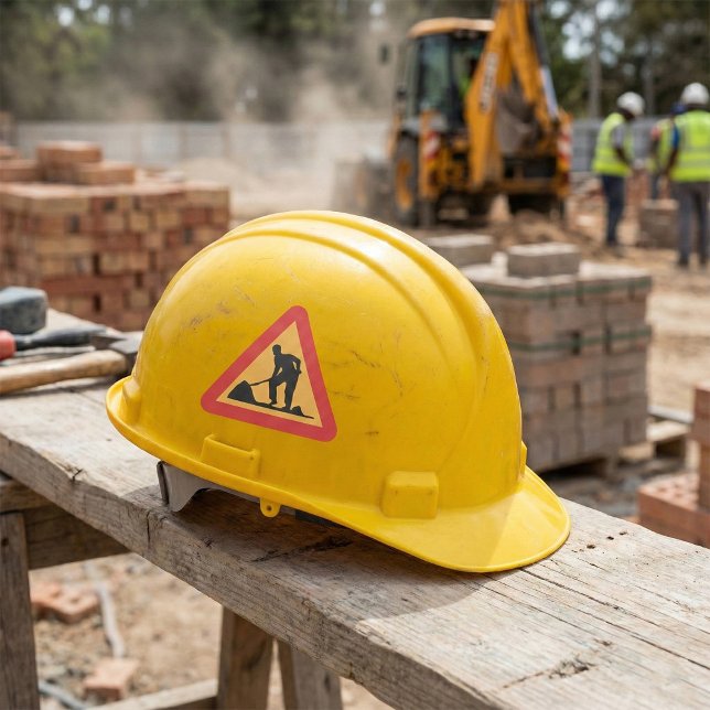 Straßenbauarbeiten vor Schilderbauzone - Warnung Quadratischer Aufkleber (Von Creator hochgeladen)