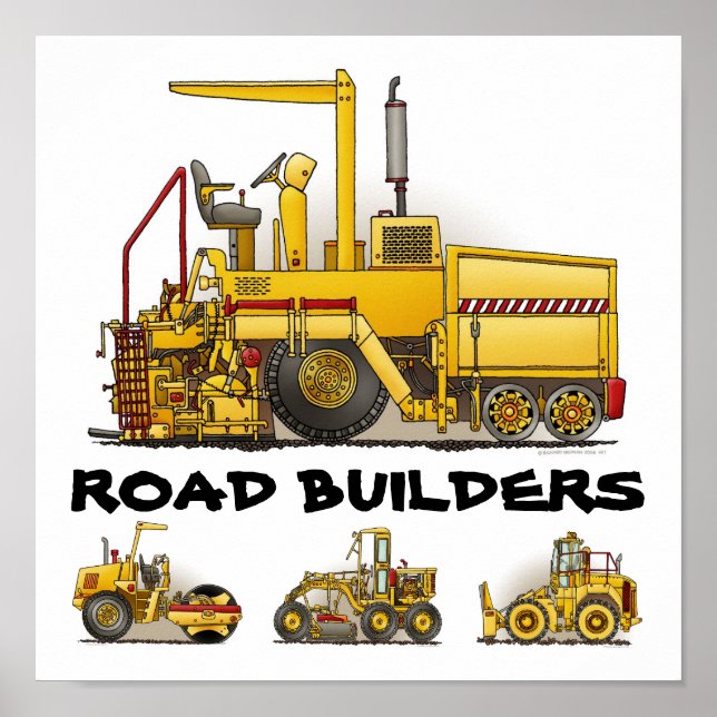 Straßenbauer Bauplakat drucken Poster (Vorne)