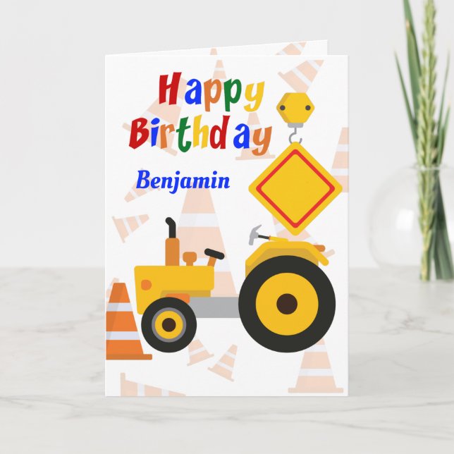 Straßenbaufahrzeug glücklich zum Geburtstag Karte (Vorderseite)