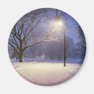 Straßenbeleuchtung und Schneebäume Magnet