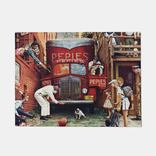 Straßenblock von Norman Rockwell Fußmatte (Vorderseite)